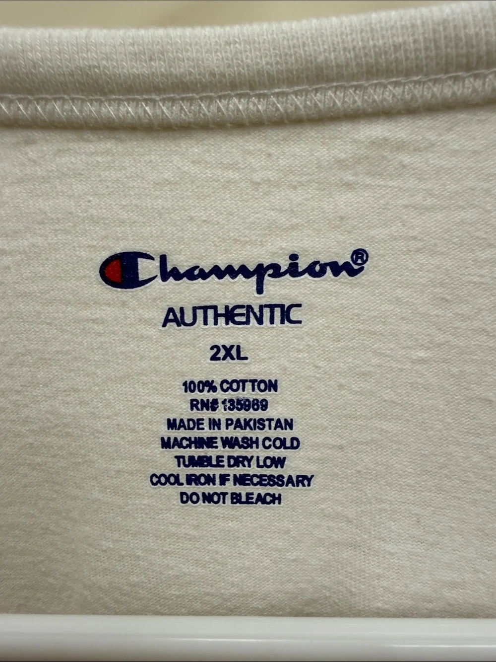 Champion White Short Sleeve Tee with Blue Logo - Picture 2 of 9